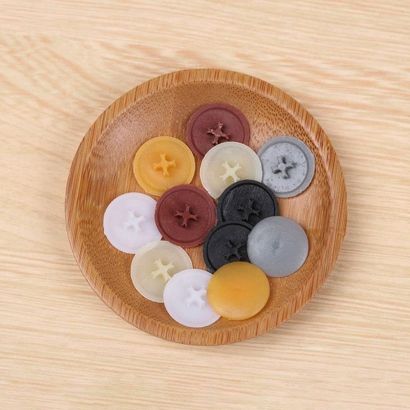 Bwexxt 100 Pcs 17mm White Easy to Install Screw Cap Covers Assortment Kit, Self-Tapping Caps Hole Covers, Screw Hole Covers Screw Cap Covers for Phillips Screws Head, Cabinet, Decoration Tapping Fasteners - Image 1